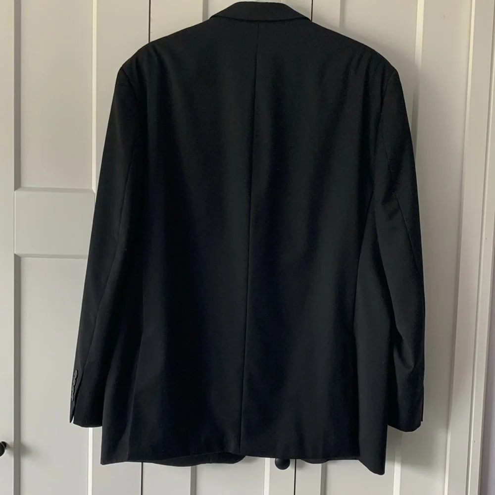 Calvin Klein Men Sport Coat Suit Blazer 2 Button‎ Black Wool Natural Stretch 46R